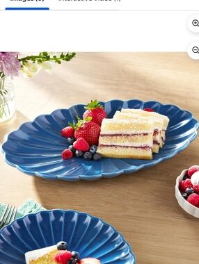 New The Pioneer Woman Colette Blue Stoneware Serving Platter